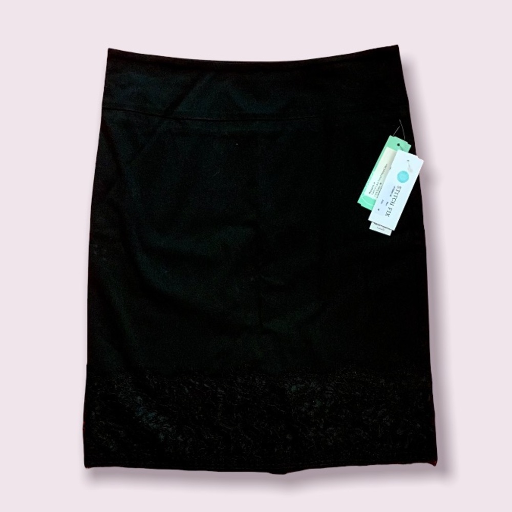 Margaret M Oaklynn Lace Detail Dark Grey Pencil Skirt - medium